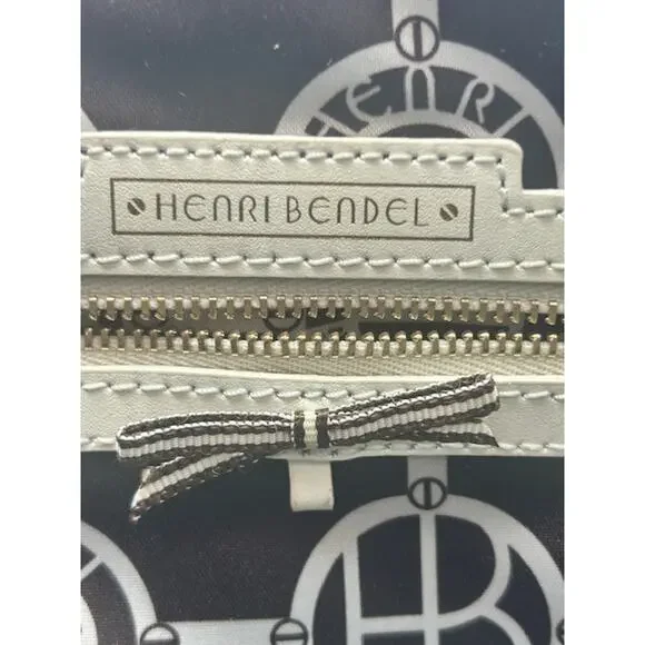 RARE Henri Bendel W 57th Ikat Satchel Tote Blue White & Bag Charm Coastal Chic - Picture 5 of 9